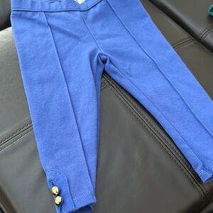 Janie and Jack Blue Leggings with Gold Buttons